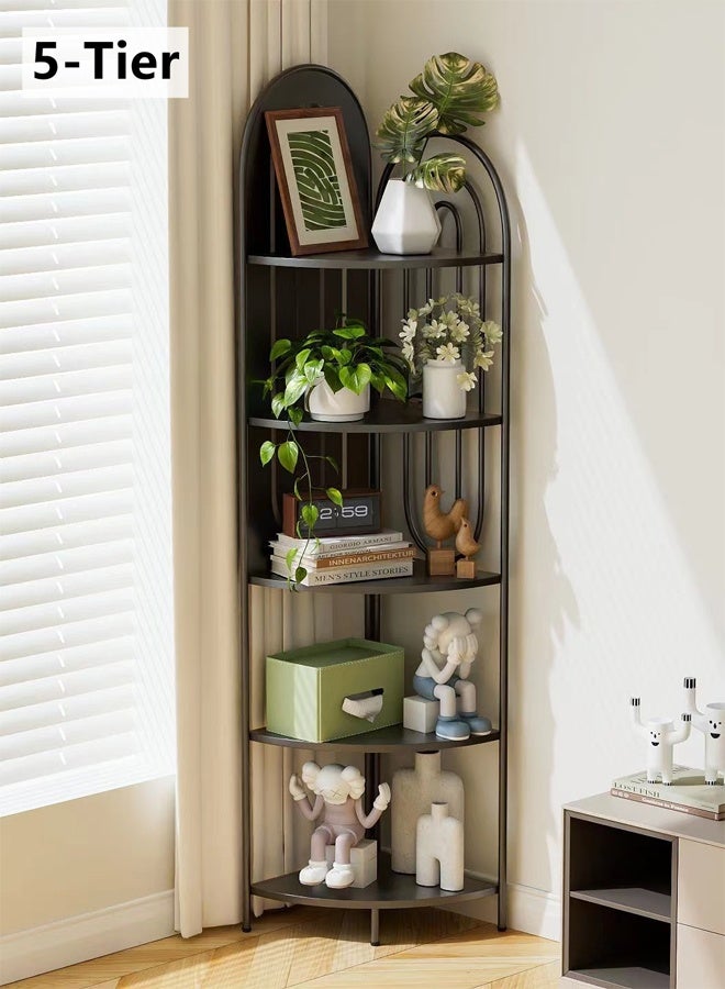 Kutis 5-Tier  Metal Storage Rack Corner Shelving  Display Stand Storage Shelves  For Living Room Bedroom Steel 34.5x34.5x169cm - Image 1